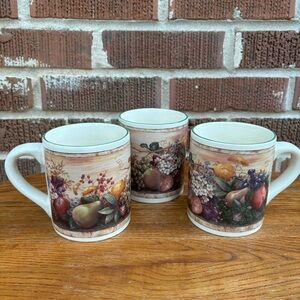 Pamela Gladding Certified International Corporation fall fruits mugs Set of 3